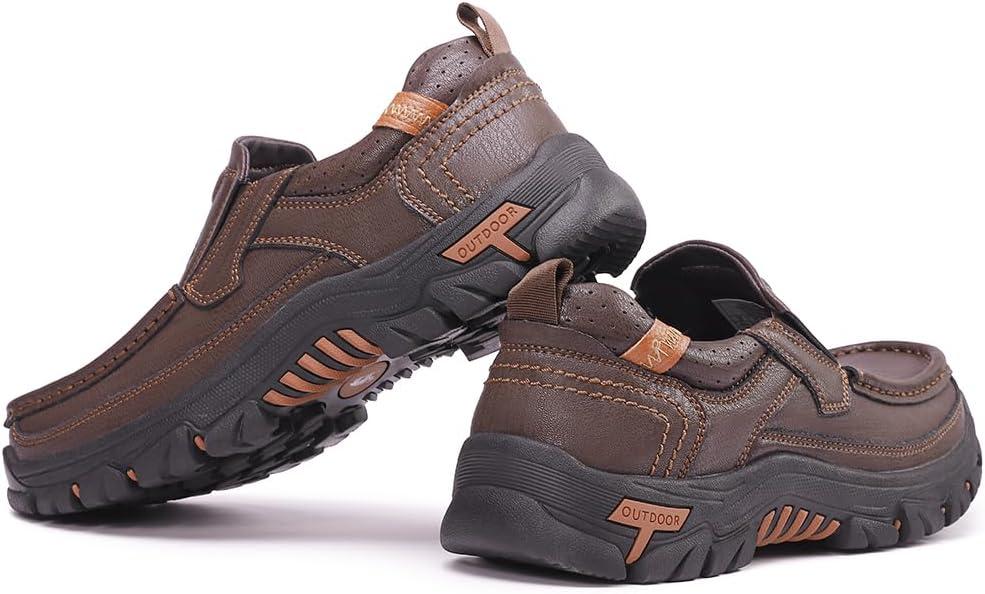 imageCAMEL CROWN Mens SlipOn Loafer Leather Casual Shoes Hands Free Walking Shoes ComfortBrown95015